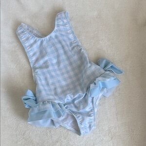 Blue Gingham Kids Swim One Piece